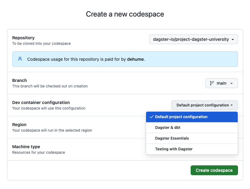 Codespace Create
